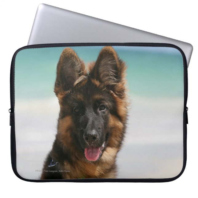 Long Hazard German Shepherd Beach Laptop Sleeve (Voorkant)
