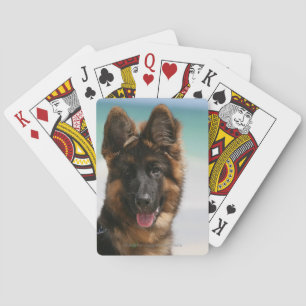 Long Hazard German Shepherd Beach Pokerkaarten
