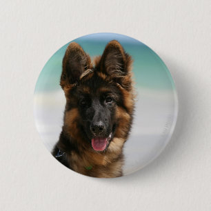 Long Hazard German Shepherd Beach Ronde Button 5,7 Cm