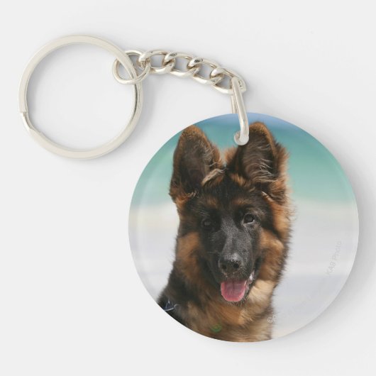 Long Hazard German Shepherd Beach Sleutelhanger (Voorkant)