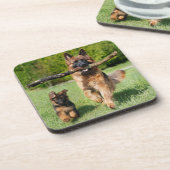 Long Hazard German Shepherd Dog and Puppy Bier Onderzetter (Linkerzijde)