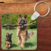 Long Hazard German Shepherd Dog and Puppy Sleutelhanger (Achterkant)