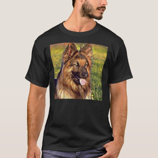 Long Hazard German Shepherd Dog T-shirt (Voorkant)