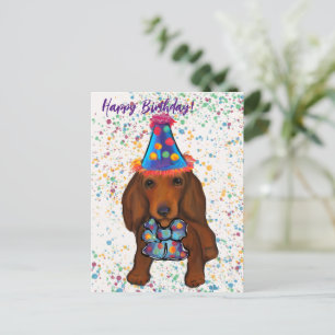Long Hazard Red Dachshund Briefkaart