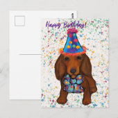 Long Hazard Red Dachshund Briefkaart (Voorkant / Achterkant)