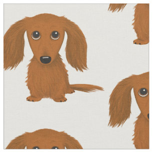 Long Hazard Red Dachshund   Cartoon Wiener Dog Stof