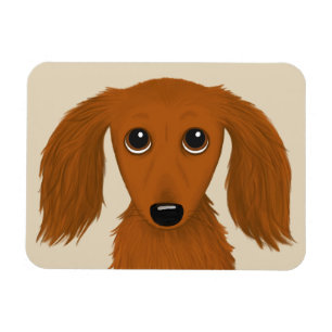 Long Hazard Red Dachshund Cute Doxie Cartoon Dog Magneet