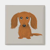 Long Hazard Red Dachshund | Cute Doxie Cartoon Dog Magneet (Voorkant)