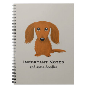 Long Hazard Red Dachshund   Cute Doxie Cartoon Dog Notitieboek