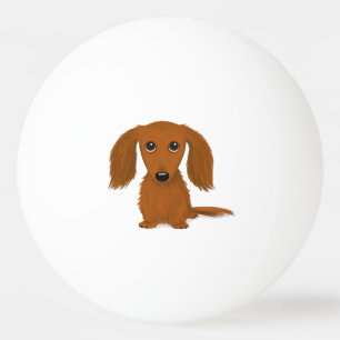 Long Hazard Red Dachshund   Cute Doxie Cartoon Dog Pingpongbal