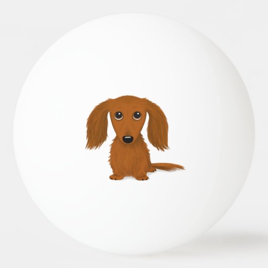 Long Hazard Red Dachshund | Cute Doxie Cartoon Dog Pingpongbal (Voorkant)