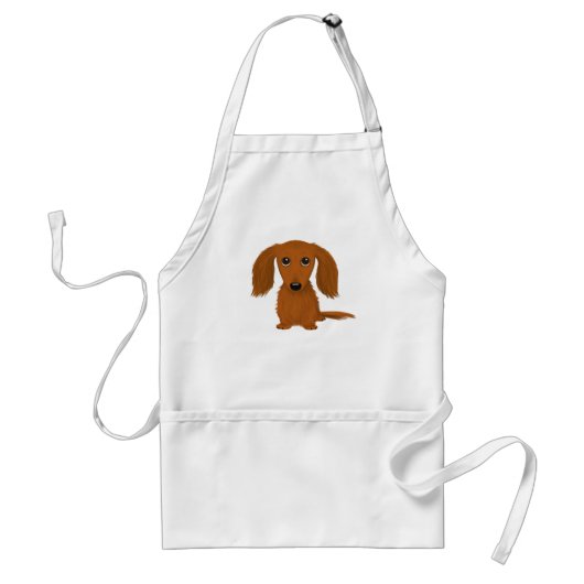 Long Hazard Red Dachshund | Cute Doxie Cartoon Dog Standaard Schort (Voorkant)