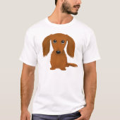 Long Hazard Red Dachshund | Cute Doxie Cartoon Dog T-shirt (Voorkant)