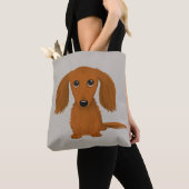 Long Hazard Red Dachshund | Cute Doxie Cartoon Dog Tote Bag (Dichtbij)