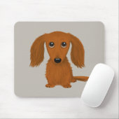 Long Hazard Red Dachshund | Cute Wiener Dog Muismat (Met muis)