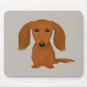 Long Hazard Red Dachshund   Cute Wiener Dog Muismat