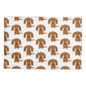 Long Hazard Red Dachshund Pattern Kussensloop (Achterkant)