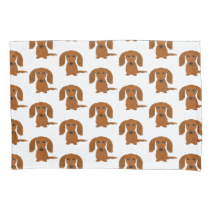 Long Hazard Red Dachshund Pattern Kussensloop