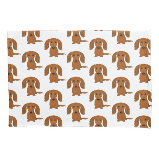 Long Hazard Red Dachshund Pattern Kussensloop (Voorkant)