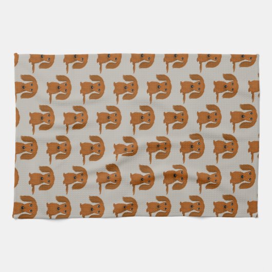 Long Hazard Red Dachshund Pattern Theedoek (Horizontaal)