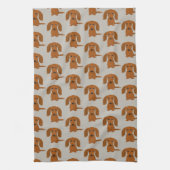 Long Hazard Red Dachshund Pattern Theedoek (Verticaal)