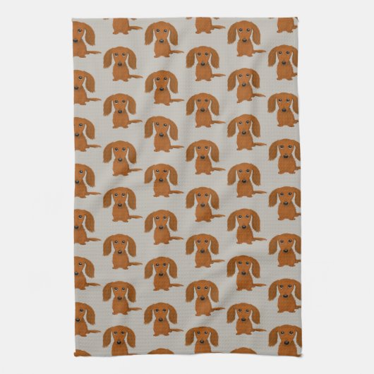 Long Hazard Red Dachshund Pattern Theedoek (Verticaal)
