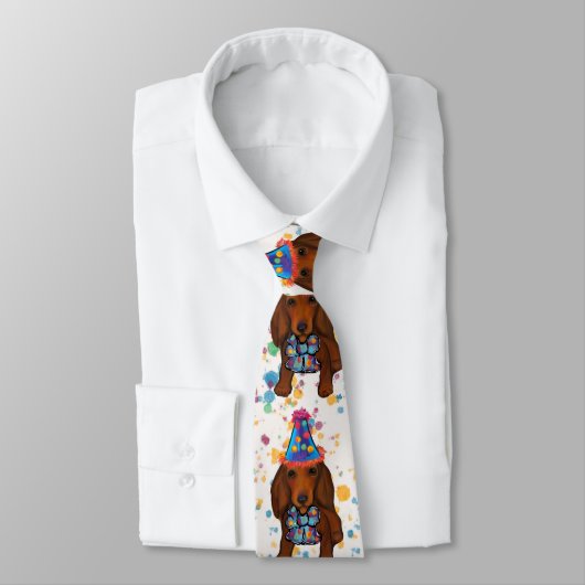 Long Hazard Red Dachshund Stropdas (Gebonden)