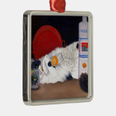 Long Hazard Tuxedo Cat Metalen Ornament (Rechts)