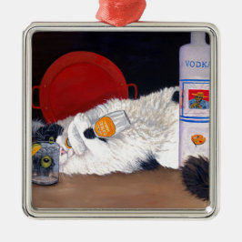 Long Hazard Tuxedo Cat Metalen Ornament