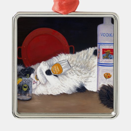 Long Hazard Tuxedo Cat Metalen Ornament (Voorkant)