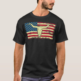 Long Horn American Flag longhorn T-shirt
