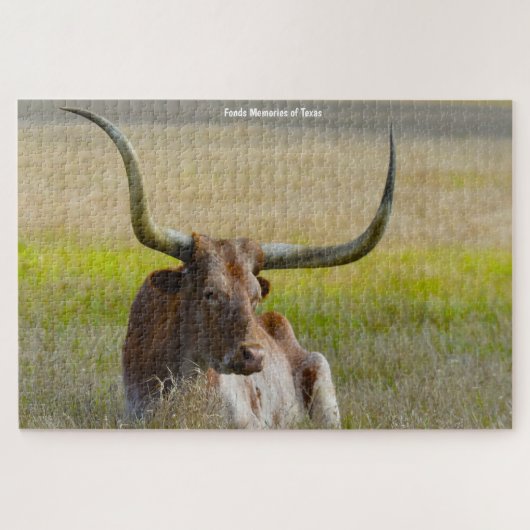 Long Horn Cattle Texas. Jigzaag Puzzle Legpuzzel (Horizontaal)