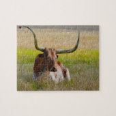 Long Horn Cattle Texas Jigzaag Puzzle Legpuzzel (Horizontaal)