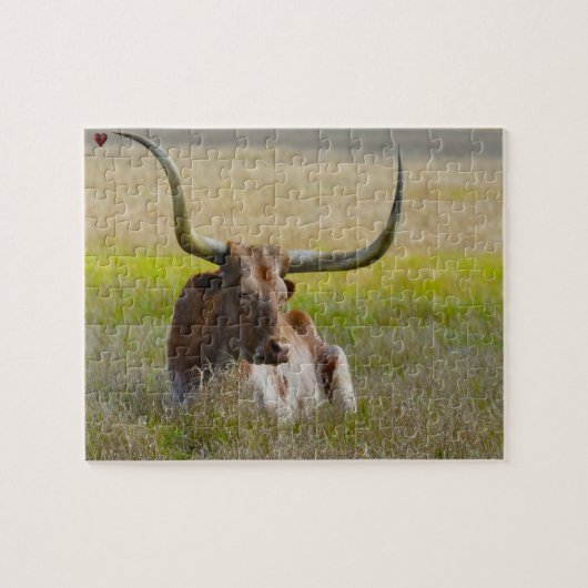 Long Horn Cattle Texas Jigzaag Puzzle Legpuzzel (Horizontaal)