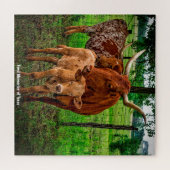 Long Horn Cattle Texas. Jigzaag Puzzle Legpuzzel (Horizontaal)