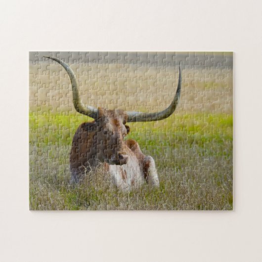 Long Horn Cattle Texas. Jigzaag Puzzle Legpuzzel (Horizontaal)