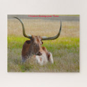 Long Horn Cattle Texas, kerstcadeautjes Legpuzzel (Horizontaal)