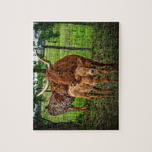 Long Horn Cattle Texas Legpuzzel (Verticaal)
