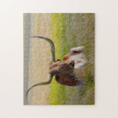 Long Horn Cattle Texas. Legpuzzel (Verticaal)
