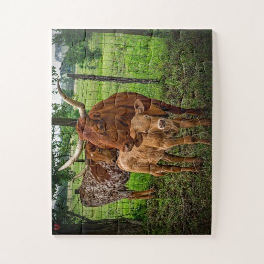 Long Horn Cattle Texas Legpuzzel (Verticaal)