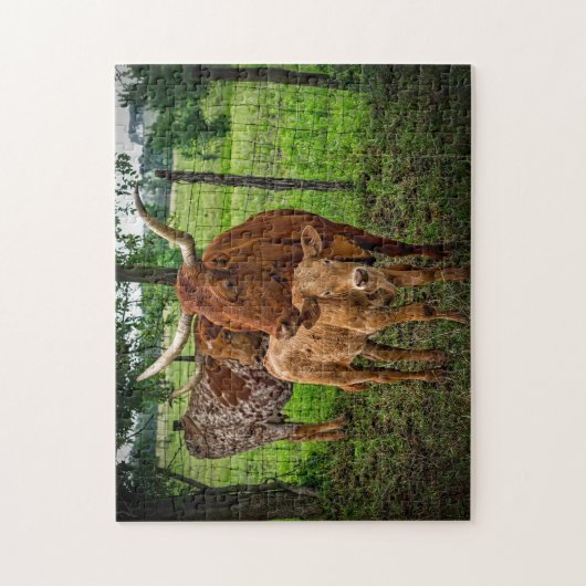 Long Horn Cattle Texas. Legpuzzel (Verticaal)