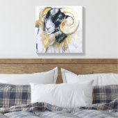 Long Horn Sheep Canvas Afdruk (Insitu (Slaapkamer))