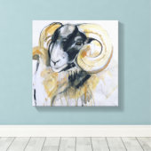 Long Horn Sheep Canvas Afdruk (Insitu (Houten vloer))