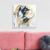 Long Horn Sheep Canvas Afdruk (Insitu (Woonkamer))