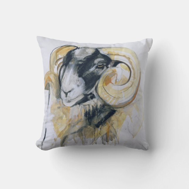 Long Horn Sheep Kussen (Voorkant)