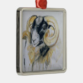 Long Horn Sheep Metalen Ornament (Rechts)