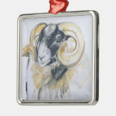 Long Horn Sheep Metalen Ornament (Links)
