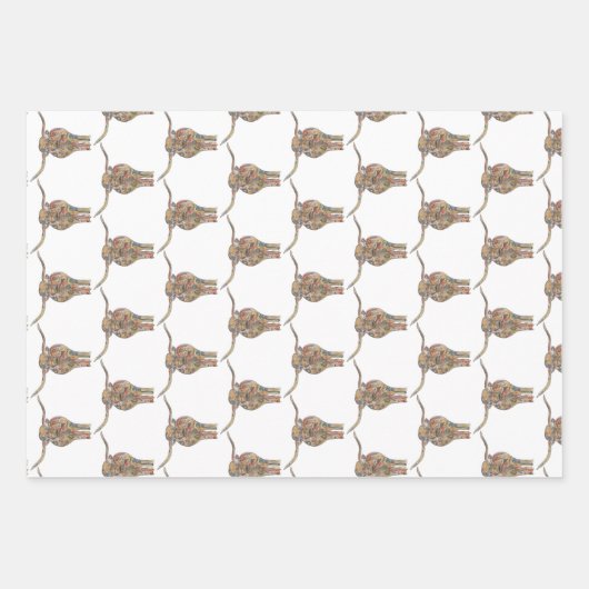 Long horn Wrapping Paper Flat Sheet Set of 3 (Voorkant 3)