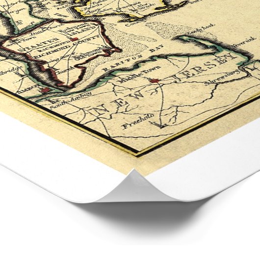 Long Island and Connecticut Map 1780 Poster (Hoek)