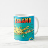 Long Island Ansichtkaart Map Mug Koffiemok (Voorkant rechts)